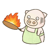 fatpig_daily fire cooking pig kitchen Sticker