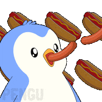 Hot Dog Eating Sticker by Pudgy Penguins