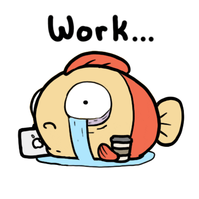 Tired Gold Fish Sticker by Aminal Stickers
