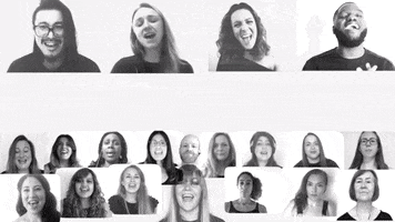 somevoicessing happy friends black and white singing GIF