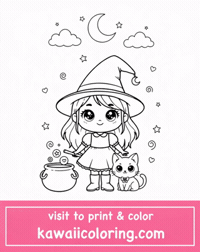 Halloween Cute Witch GIF by KawaiiColoring