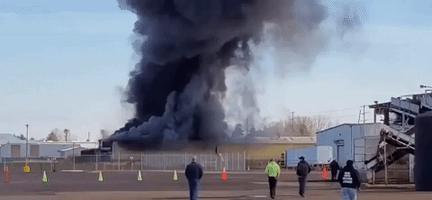 Black Smoke Rises Out of Ethanol Fuel Facility Explosion in Suburbs of Portland, Oregon