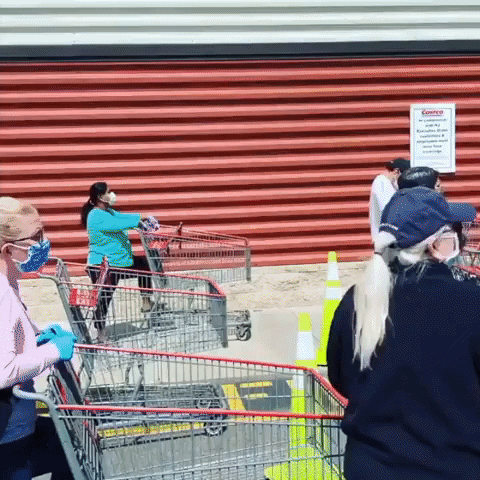 Social Distancing Observed as Long Line Forms Outside New Jersey Costco