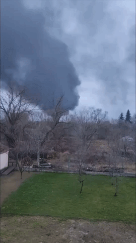 UKRAINE: Plume of Smoke Rises from Explosion