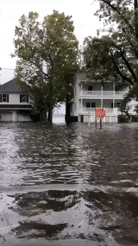 Hurricane Florence Storm Surge Turns Streets Into Waterways in Belhaven, North Carolina