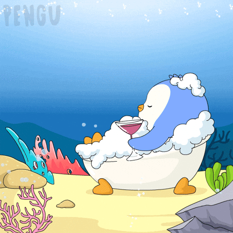 Chilling Hot Spring GIF by Pudgy Penguins