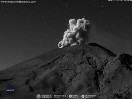 Ash Shoots Into Sky Above Mexico's Popocatepetl as Volcano Exhales