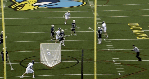 BlueHens giphyupload lacrosse teammates chest bump GIF