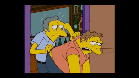 38papagoid giphygifmaker simpsons barney thrown out moe thowing barney out GIF