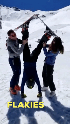 WhiteFlakes snow ski handstand esqui GIF