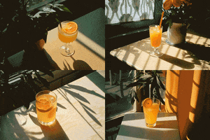 echo_echo_studio ai midjourney still life orange juice GIF