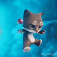 Cryptoys space kitty jump in floating in space GIF