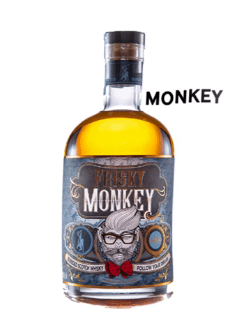 friskymonkey giphygifmaker monkey bottle whisky GIF