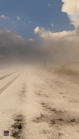 Unearthly Scenes of Fog Hang Over Hail on Texas Road