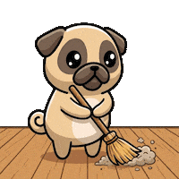 Happy Clean Up Sticker by Pugs