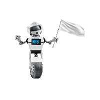 White Flag Robot Sticker by Ambacar