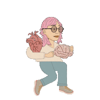 TAFDIGEST heart thinking brain pinkhair Sticker