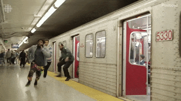 TallBoyz subway crime isaac running away GIF