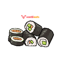 ventiieats love home delivery sushi Sticker