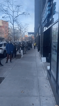 New Yorkers Wait in Line for COVID Testing in Brooklyn