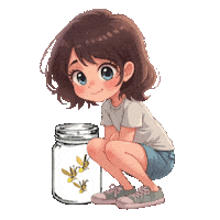 Boys Girls Fireflies Sticker