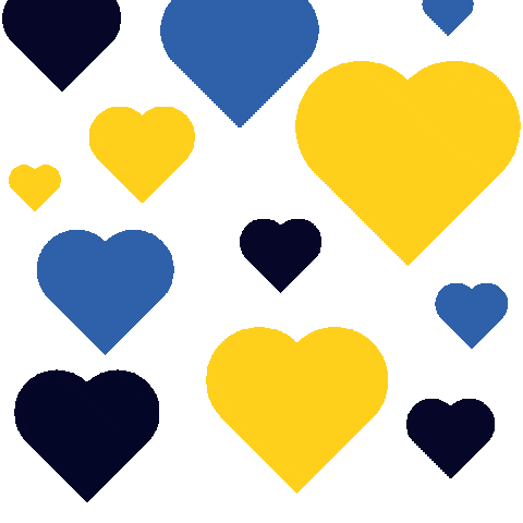 Blue And Gold Hearts Sticker by Allegheny College