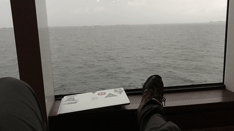 waves boat GIF