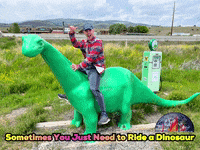 Dinosaur Ride Out GIF by Tailgating Challenge