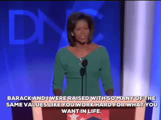 michelle obama barack and i were raised with so many of the same values GIF by Obama