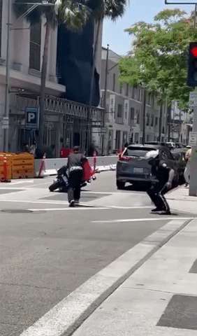 Beverly Hills Police Tackle Man to the Ground 
