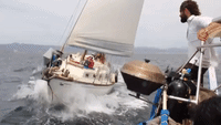 Confident Captain Jumps Between Boats at High Speed
