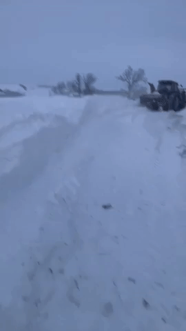 Heavy Snow Covers Central North Dakota After Blizzard