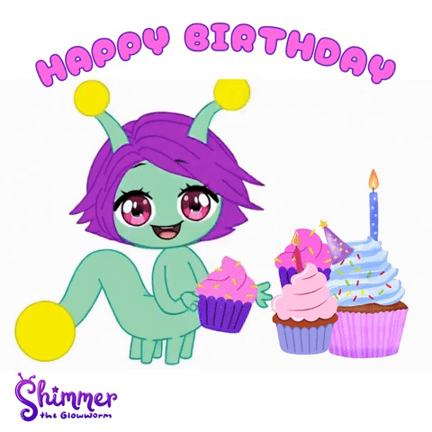 Shimmer the Glowworm Happy Birthday cupcakes