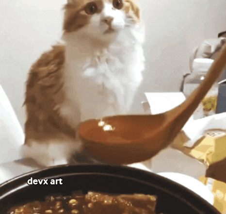 Cat Eating GIF by DevX Art
