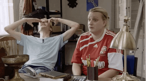bbc giphyupload annoyed bbc three hands in the air GIF