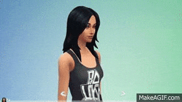 Video game gif. Someone readjusts the sizes of a female sim’’s butt and breasts in The Sims 4. 