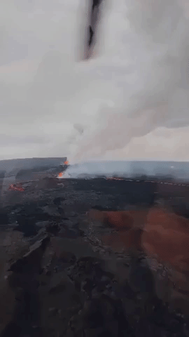 Smoke Pillars Rise from Mauna Loa Lava Flows