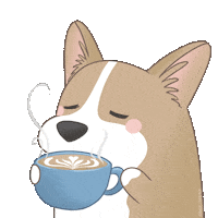 riskitdesign art dog coffee kawaii Sticker