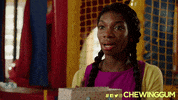 michaela coel middle finger GIF by Chewing Gum Gifs