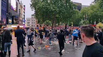 Enthusiastic Scotland Fans Flock to London's Leicester Square Ahead of Match Against England