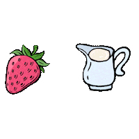 Strawberries And Cream Strawberry Sticker by Three Wishes