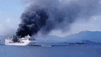Smoke Billows From Cruise Ship Fire in Corfu