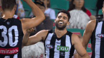 #collingwood #collingwoodfc #collingwoodmagpies #magpies #alexfasolo #goalcelebration #highfives GIF by CollingwoodFC