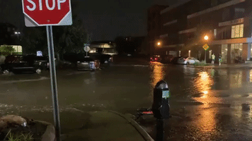 Streets Flooded and Vehicles Partially Submerged as Storm Moves Through Omaha, Nebraska
