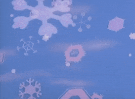 Cartoon gif. From the Rankin/Bass Frosty the Snowman special. Animated snowflakes fall and twinkle in the wind.