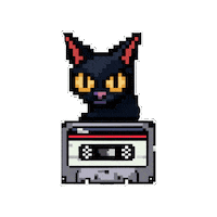 Black Cat Pixel Art Sticker by Rod Kim