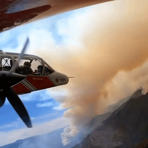 Firefighting Aircraft Drops Retardant on McFarland Fire in Northern California