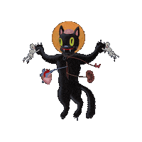 Black Cat Meow Sticker by Gary Baseman