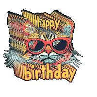 joyogram cat happy birthday sunglasses Sticker