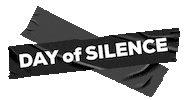Sticker gif. Message in block letters across an X of black duct tape, first white then rainbow. Text, 'Day of Silence.'